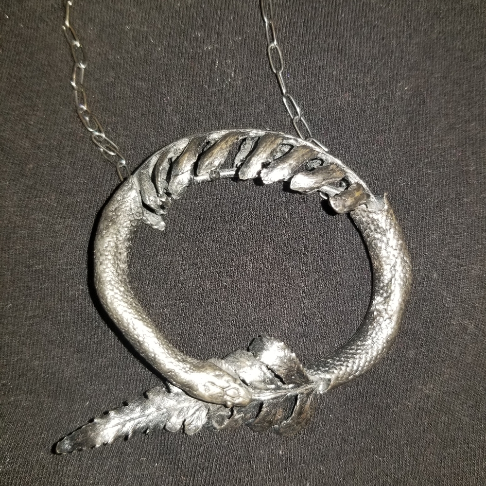 Chase & Scout Christina Mrozik Sterling Ouroboros Snake & Fern Pendant Necklace